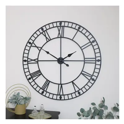 Extra Large Black Metal Skeleton Clock 100cm x 100cm