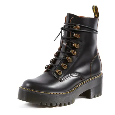 Dr. Martens Women's Leona Leather Heeled Boot, Black Smooth