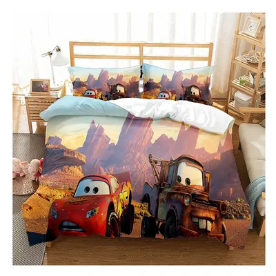 (Double-200x200cm, 4) Pixar Cars Lightning Mcqueen Single Double 3D Duvet Cover Kids Cartoon Qui