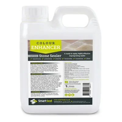 (1 Litre) Smartseal Natural Stone Sealer - Colour Enhancing Finish - Wet Look Patio Sealer & Sto