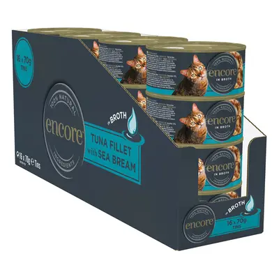 100% Natural Wet Cat Food, Tuna with Seabream in 70g Tins (Pack of 16)