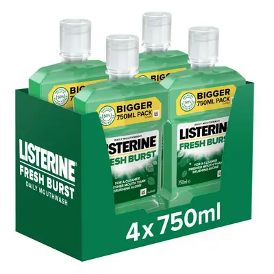 Listerine Essentials Fresh Burst Mouthwash 750ml (Pack of 4)