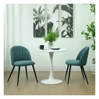 HOMCOM Set of Dining Chairs with Shell Backrest and Padded Seat Green