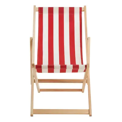 Interiors by Premier Durable Red And White Deck Chair, Water Resistant Garden Chair, Adjustable 