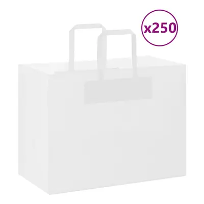 (white, x x cm/ pcs) vidaXL Paper Bags pcs with Handles White 21x11x28 cm Paper Grocery Bag