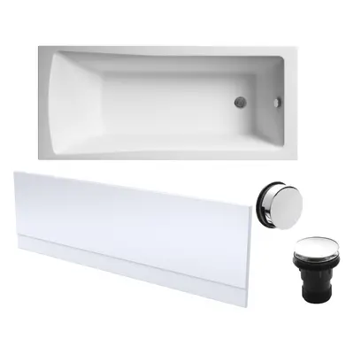 Square Single Ended Bath, Front Panel and Chrome Waste - x 700mm