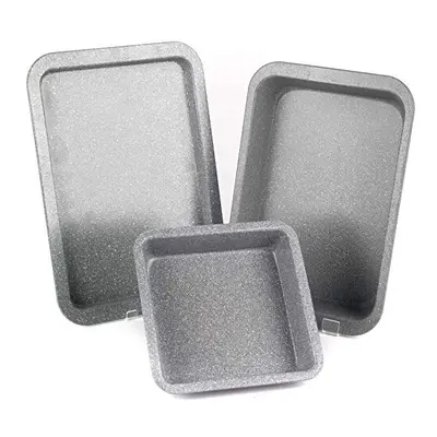 COMBO-2184 Marble Collection Carbon Steel Non-Stick Piece Set, includes Square Pan, Roaster and 