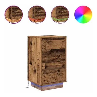 (old wood, x x cm/ pcs) vidaXL Bedside Cabinets with LED LightsÂ pcs Black 38x34x50 cm bedside t