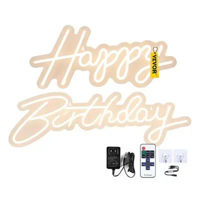 Vevor SYBZNBSMC165XBLN4V1 16.5 x in. Happy Birthday Neon Sign, Warm White