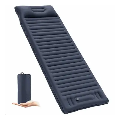 (Navy Blue) Self Inflatable Air Mattress Ultralight Hiking Camping Mat Thicken 10cm Sleeping Pad