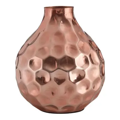 Premier Housewares Copper Finish Decorative Vase/ Accentuated With Honey Comb Beaten Design Alum