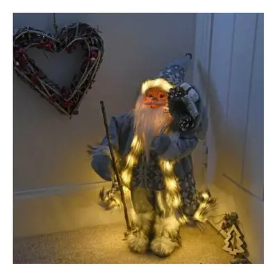 (Regular, Grey) Deluxe Standing Santa Claus Figure LED Xmas Decoration