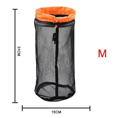 (M) Mesh Storage Bag Lightly Organize Sack Camping Hiking Compression Bags Travel Accessories Po