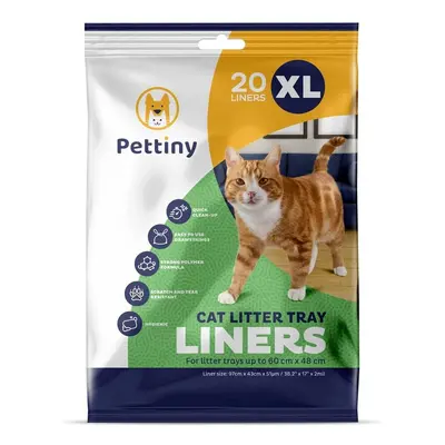 Pettiny XL Cat Litter Tray Liners with Drawstrings Scratch Resistant Bags for Extra Large Litter