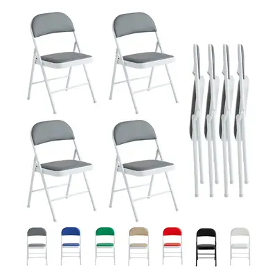 (PACK OF 4, GREY) 1/2/4/6 Faux Leather padded Foldable Chairs