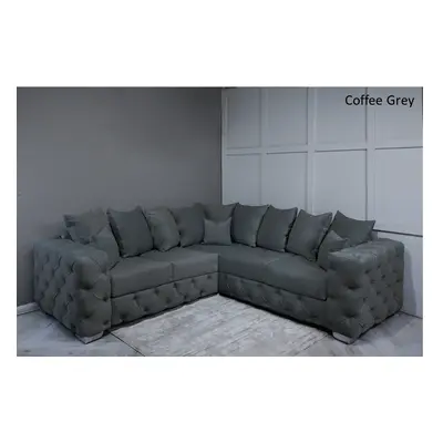 (Coffee Grey Velvet, Seater Corner Sofa) Snooze Velvet Ashton Scatter Back and Seater Sofa Sets,