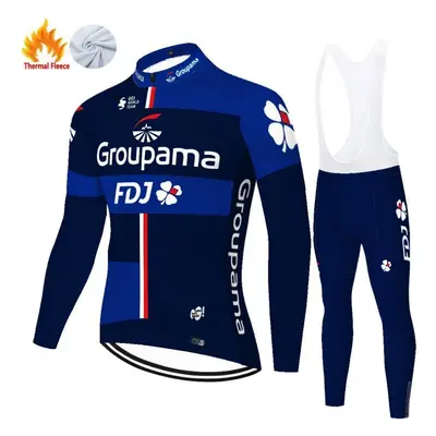 (as the picture, M) Thermal Smile Fdj Cycling Suit For Men, Winter Jersey, Mountain Bike