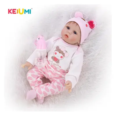 (blue, cm) Classic Popular Realistic Rooted Mohair Newborn Doll Soft Silicone Vinyl Lifelike Reb