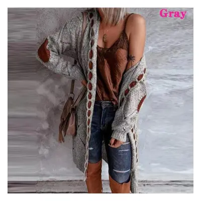 (gray, 3XL) Women&apos;s Cardigan Sweater Coat Female Long Sleeve Casual Hooded Vintage Elegant 