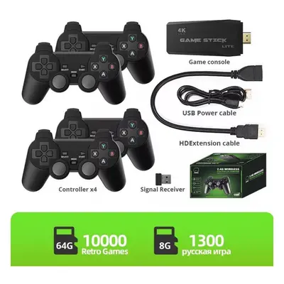 (as the picture, 11300(RU) Games 4P) Data Frog 4k Video Game Console 2.4g Wireless Controller Bu