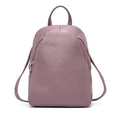 (light purple) Zency Charm Women Backpack 100% Genuine Leather Anti-theft Button Elegant Female 