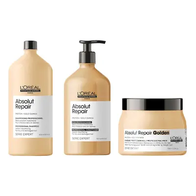 L'Oreal Serie Expert Absolut Repair - Shampoo 1500ml - Conditioner 750ml - Golden Mask 500ml