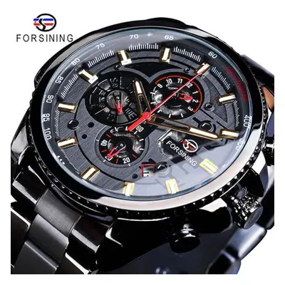 (jet) Forsining2022 New Three-disc Sports Automatic Mechanical Strap Calendar Men&apos;s Top Wat