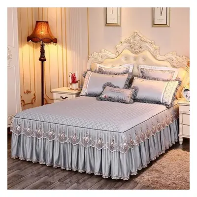 (light gray, Skirt sheet 180x200cm) (no Pillowcase)bedding Sets Textile Princess Lace Quilted Be