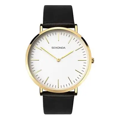 Sekonda Mens Analogue Quartz Watch Classic White Dial Black Strap