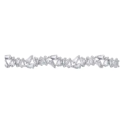 Jewelco London Silver CZ Cluster Tennis Bracelet - GVB610