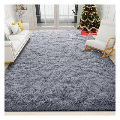 (200cm x 290cm (6ft 8" x 9ft 7")) Grey Rugs Extra Large Fluffy Shaggy Rug Runner Mat