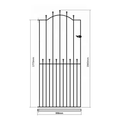 (1067mm GAP X 1943mm High) Manor Ball Top Tall Garden Gates galvanised metal