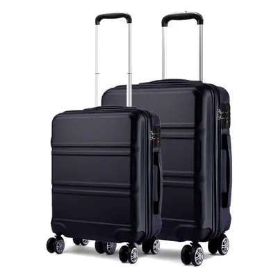 (Black) PCS Luggage Set 20''+24'' Lightweight ABS Hard Shell Trolley Travel Case With TSA Lock