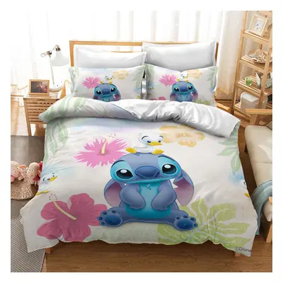 (38, Super-King) Lilo Stitch Bedding Single Double Duvet Cover Cartoon Print Set