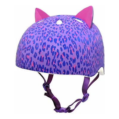 Krash Girls Bike Helmet, Purple Leopard Kitty