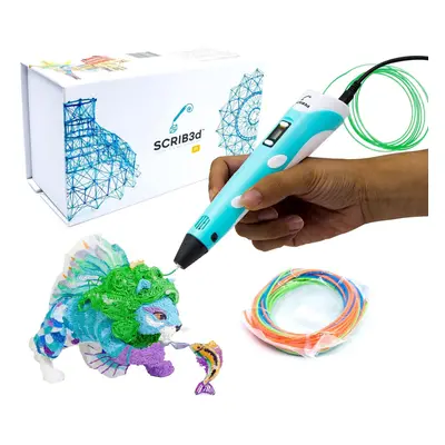 SCRIB3D P1 3D Printing Pen with Display - Includes 3D Pen, Starter Colors of PLA Filament, Stenc