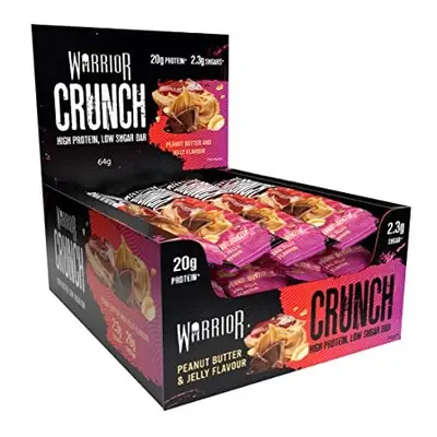 Warrior, CRUNCH - High Protein Bars - 20g Protein Each Bar - Pack x 64g, Peanut Butter Jelly