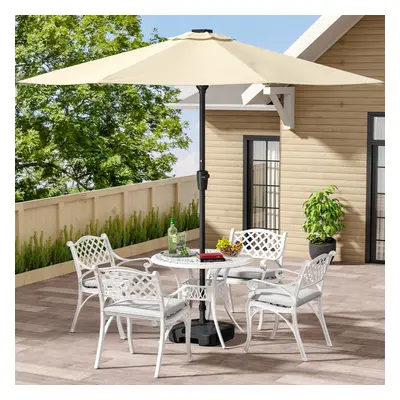 (White) Set of Retro Garden Bistro Set Cast Aluminum with Cushions