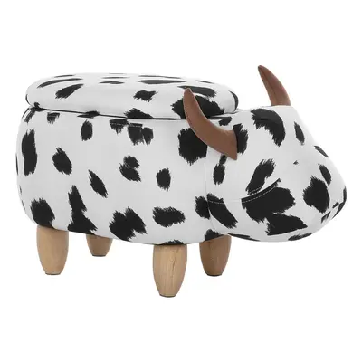 Fabric Storage Animal Stool Black and White COW