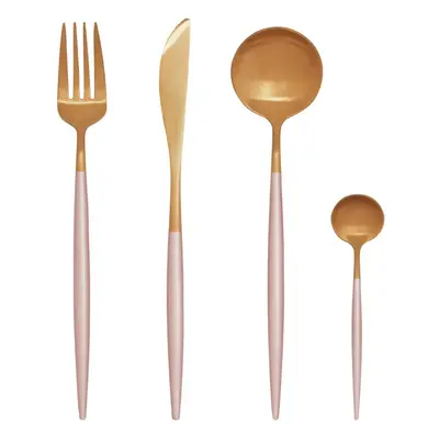 Avie Pc Pink And Gold Finish Cutlery Set