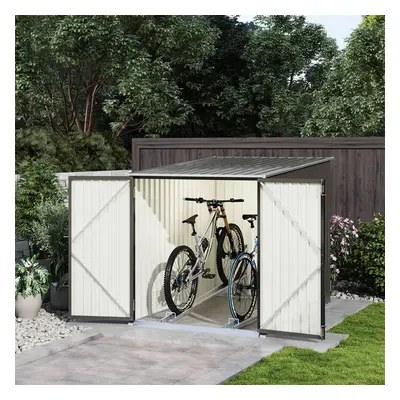 6.7x4.6 ft Grey Pent Roof Bike Storage Shed Metal Shed Garden Storage Shed Bike Store with Doubl