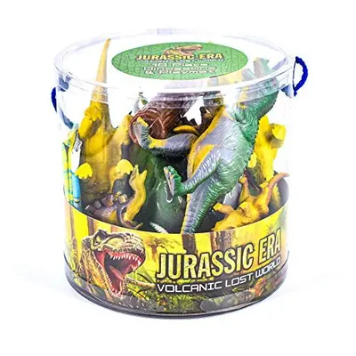 KandyToys Piece Dinosaurs Play Set in Tub Prehistoric Playset with Toy Dinosaurs and Play Mat