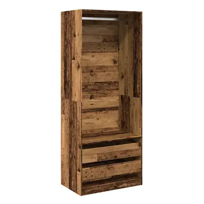 (old wood) vidaXL Wardrobe Clothing Storage Hanger Clothes Cabinet Closet Engineered Wood