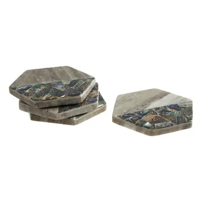 Premier Housewares Set of Beige Marble / Paua Shell Coasters