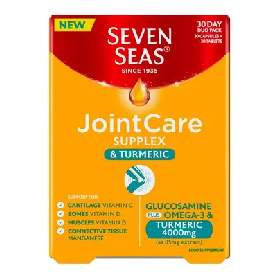 Seven Seas Joint Care Supplex and Turmeric with Glucosamine, Omega-3 Vitamin and D Manganese, Su