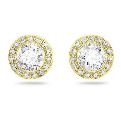 Swarovski Angelic stud earrings, Round cut, White, Gold-tone plated