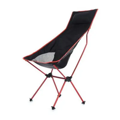 (Red) Outdoor Moon Chair Lightweight Fishing Camping BBQ Chairs Portable Folding Extended Hiking