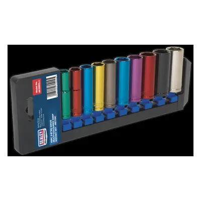 Multi-Coloured Socket Set 10pc 3/8"Sq Drive 6pt Deep WallDrive® Metric