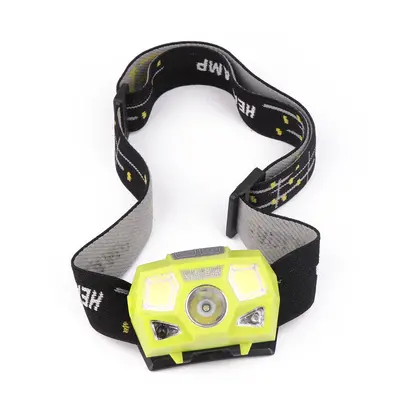 (Yellow) COB LED Headlamp USB Interface Waterproof Camping Hiking Cycling Fishing Light Bike Bic