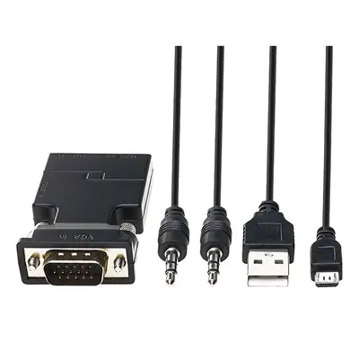 VGA Male to HDMI Female Converter 1080P HDMI Adapter Box Audio Port VGA Extension Cable Mini USB